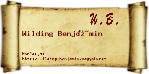 Wilding Benjámin névjegykártya